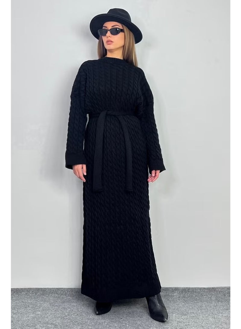 Ritnice Women's Ashley Black Hair Braided Knitwear Long Dress - Image 2